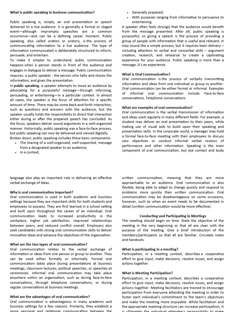 Understanding Public Speaking Skills | PDF | Nonverbal Communication ...