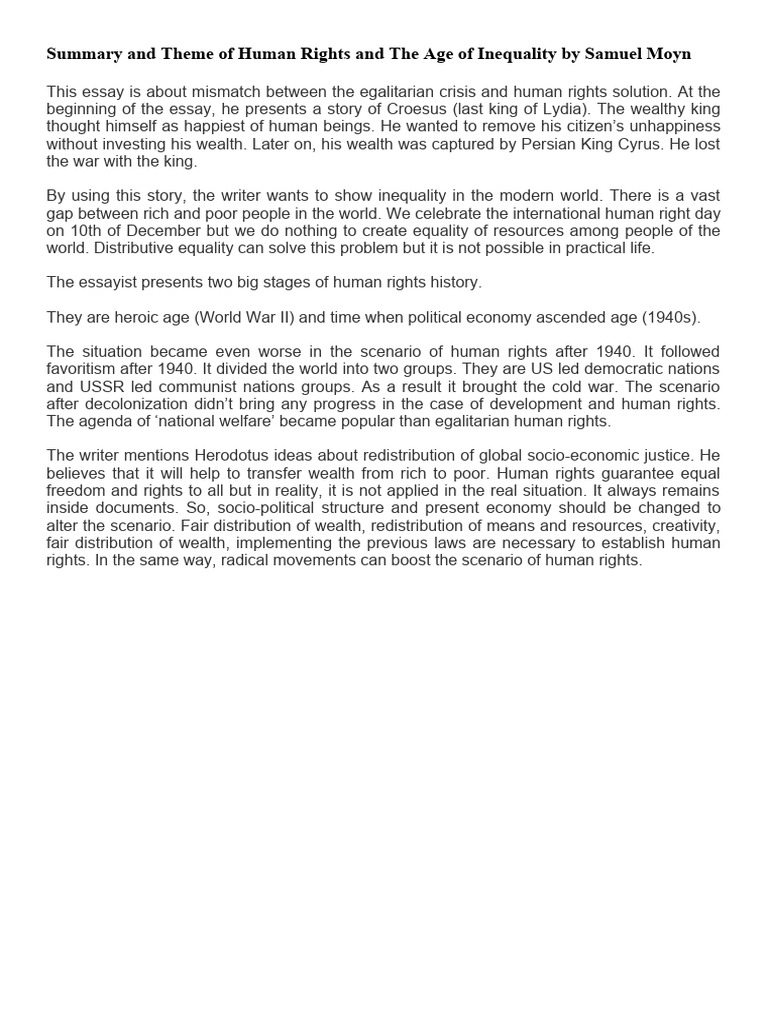 Human Rights in an Age of Inequality | PDF