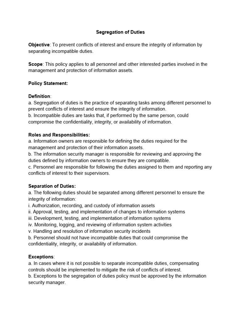 5.3+Segregation+of+Duties PDF Information Security Conflict Of