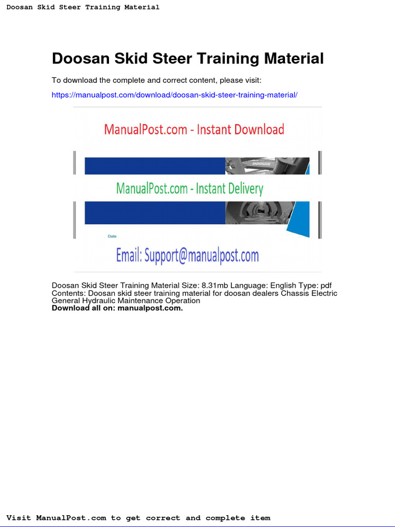 Doosan Skid Steer Training Material PDF