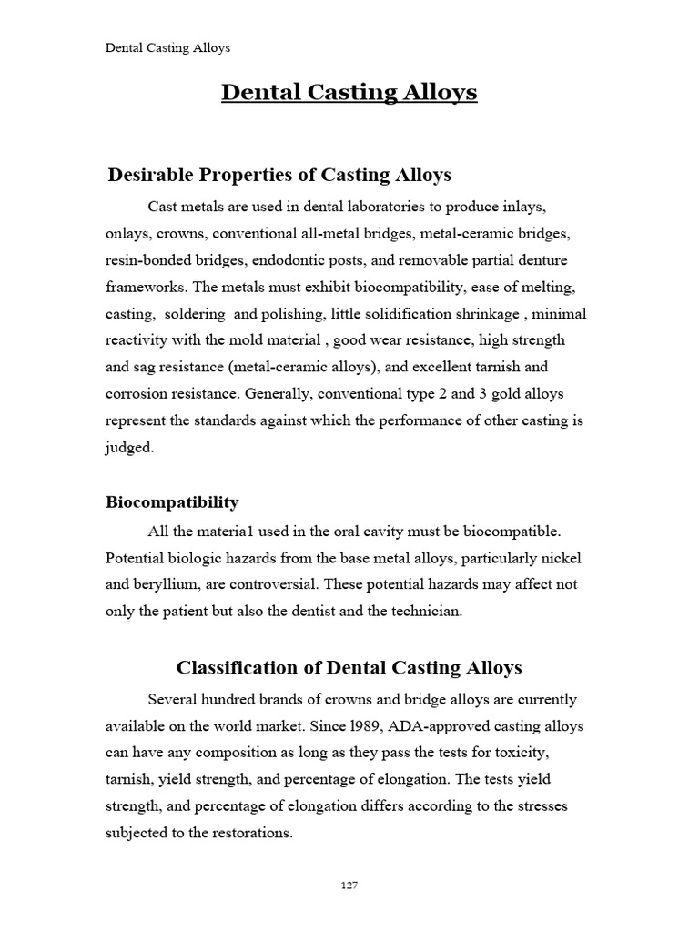 12 Dental Casting Alloys Download Free PDF Metals Alloy