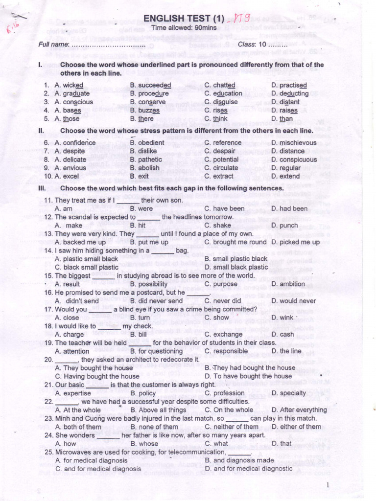 Progress Test 9 | PDF