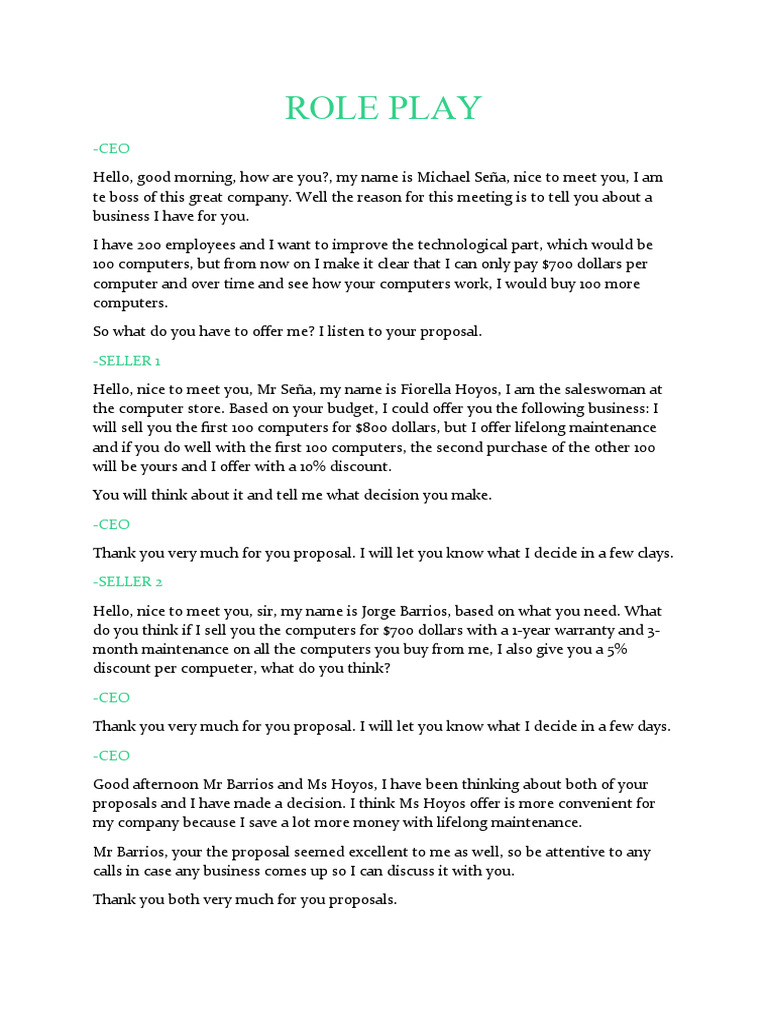 Role Play | PDF