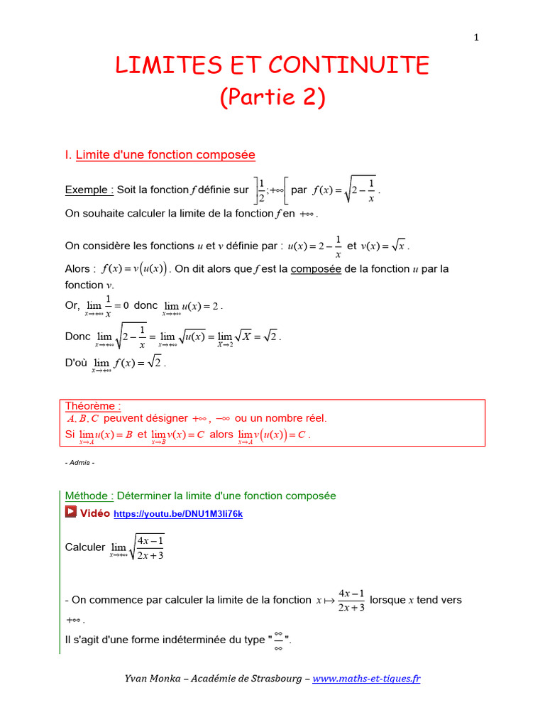 Limites Cont TS2 PDF Limite (mathématiques) Fonction monotone