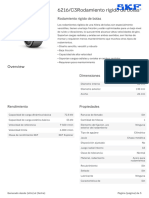 SKF 6216 - C3Rodamiento Rígido de Bolas Specification