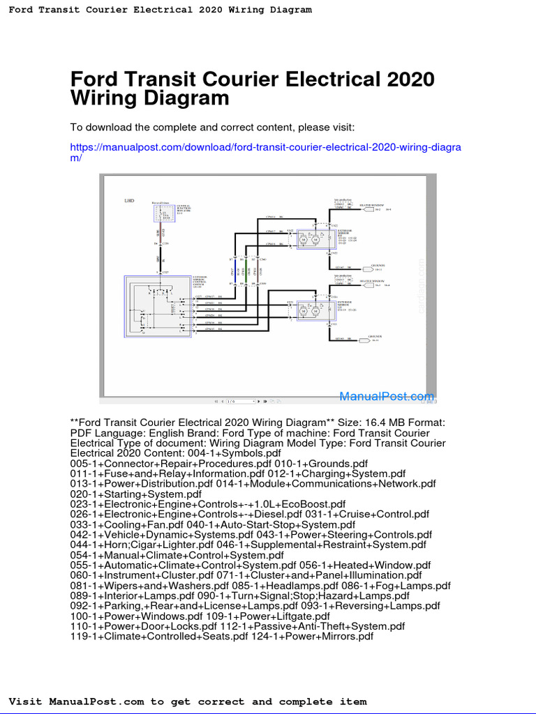 Ford Transit Courier Electrical 2020 Wiring Diagram PDF