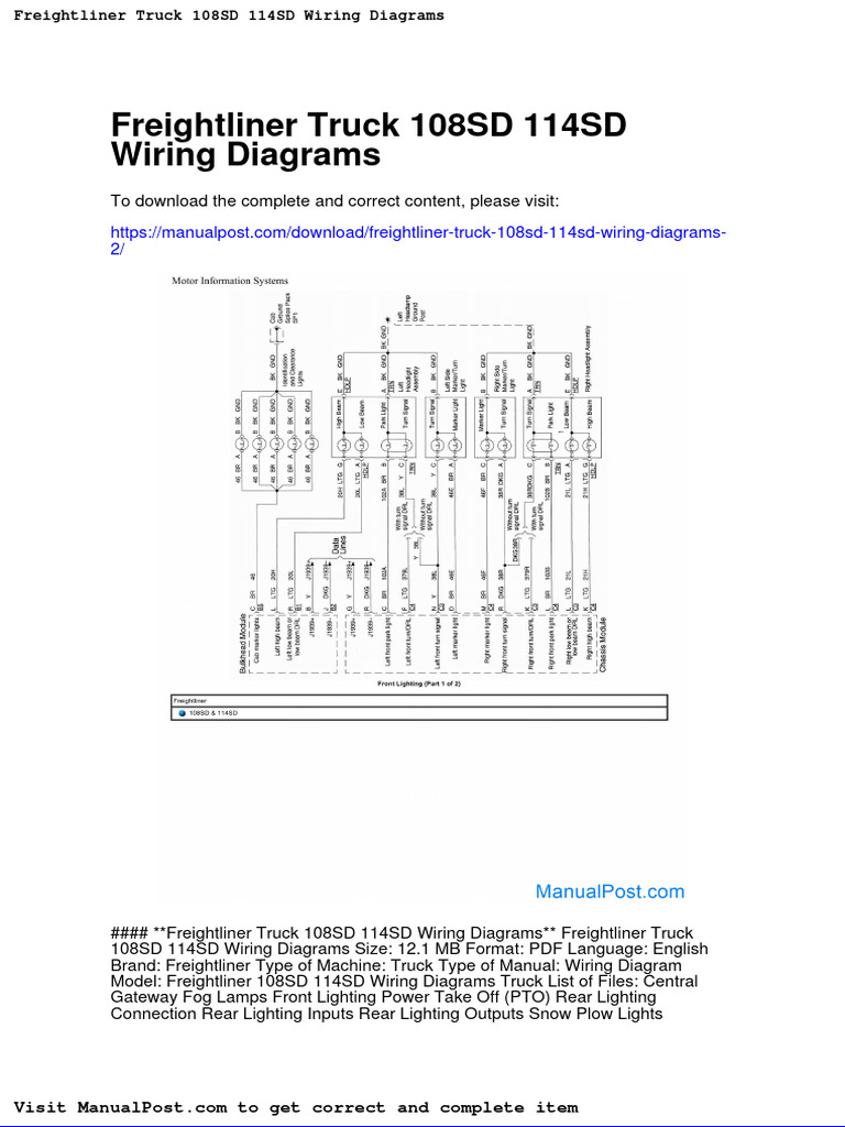 Freightliner Truck 108sd 114sd Wiring Diagrams 2 PDF Apollo