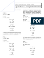 Lista e Gabarito - Transformações Gasosas