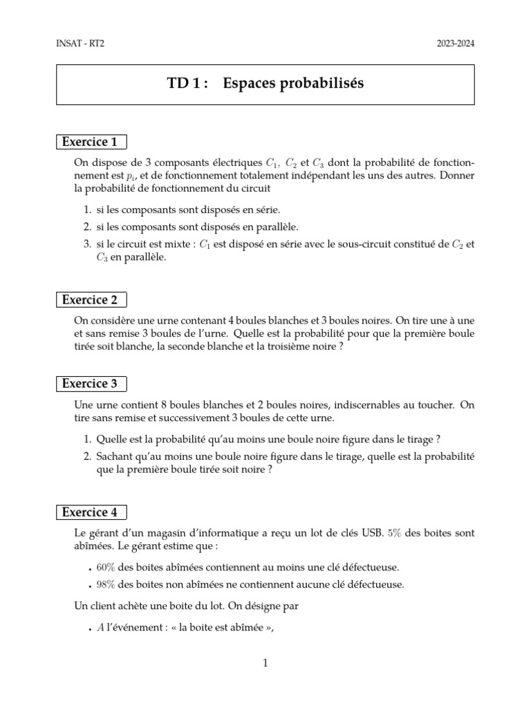 TD Probas | PDF | Dé