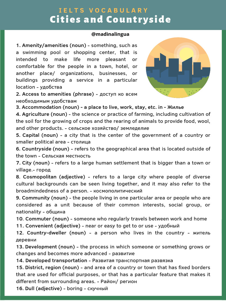 Cities Countryside PDF Adjective Noun