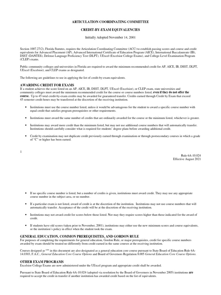 Course Credit by Exam | PDF | Advanced Placement | College Level ...
