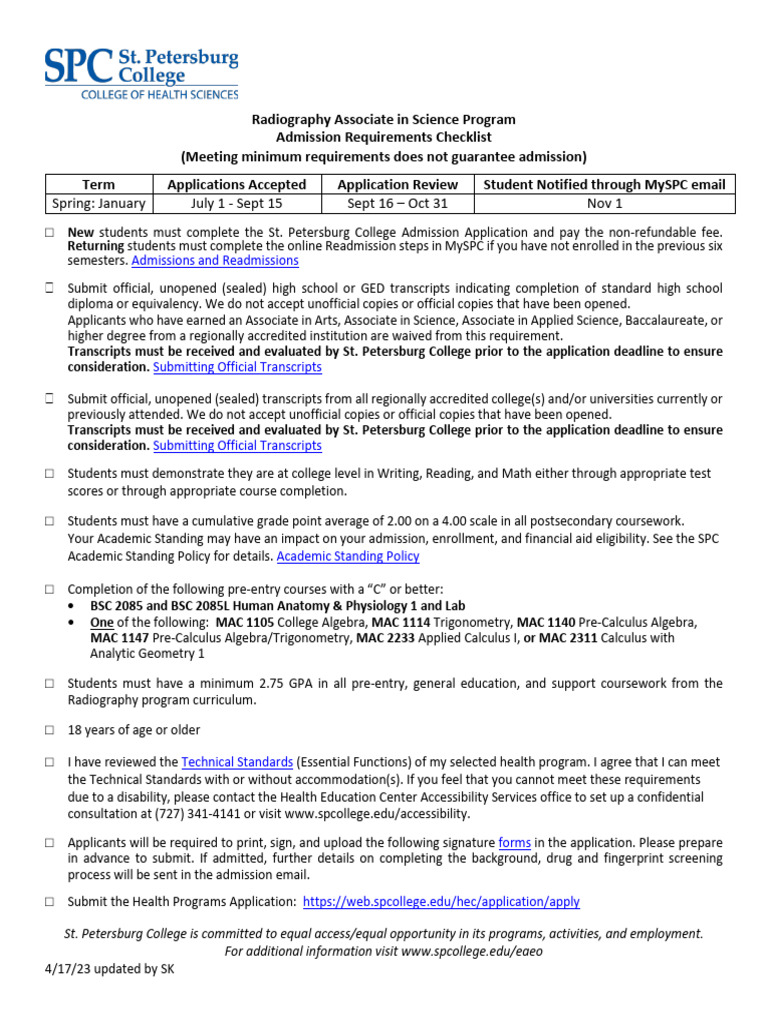Radiography ASGuide PDF University And College Admission
