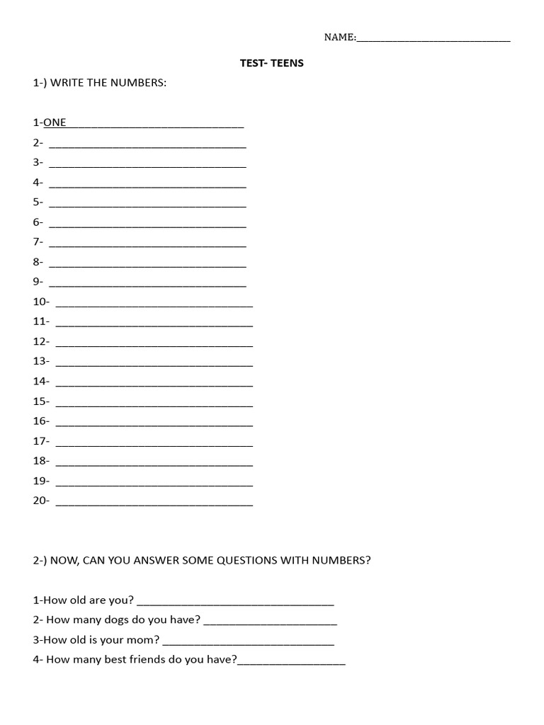 Teens Test | PDF