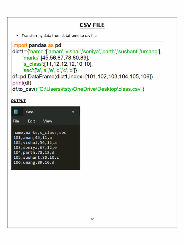 CSV File | PDF