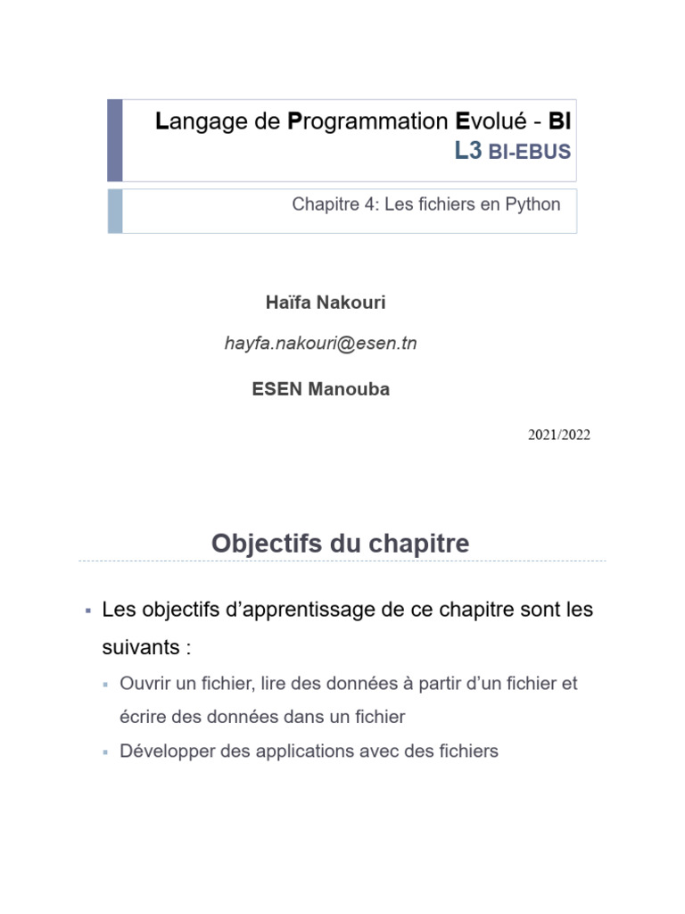 Lecture et écriture de fichiers en Python | PDF | Fichier informatique ...