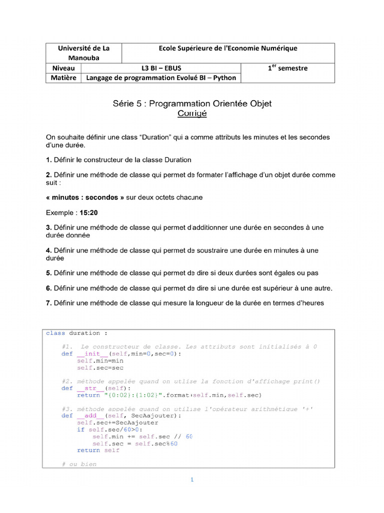 TD5 - Programmation OrientÇe Objet - CorrigÇ | PDF