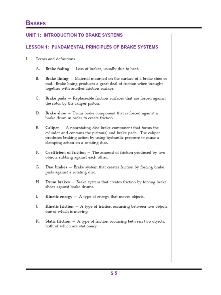 Fundamentals of Brake Systems | PDF | Brake | Friction