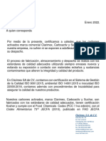 Carbon - CARTA CUMPLIMIENTO CLARIMEX CARBOACTIV SUCHAR Ene 2022