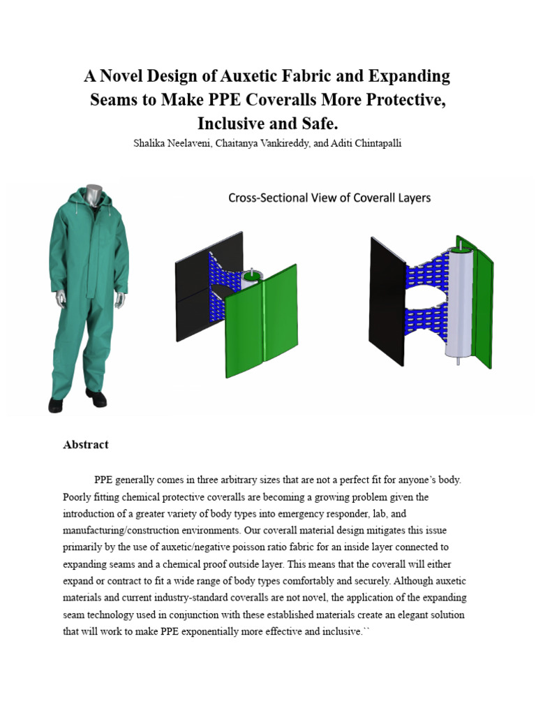 a novel design of auxetic fabric and expanding seams to make ppe