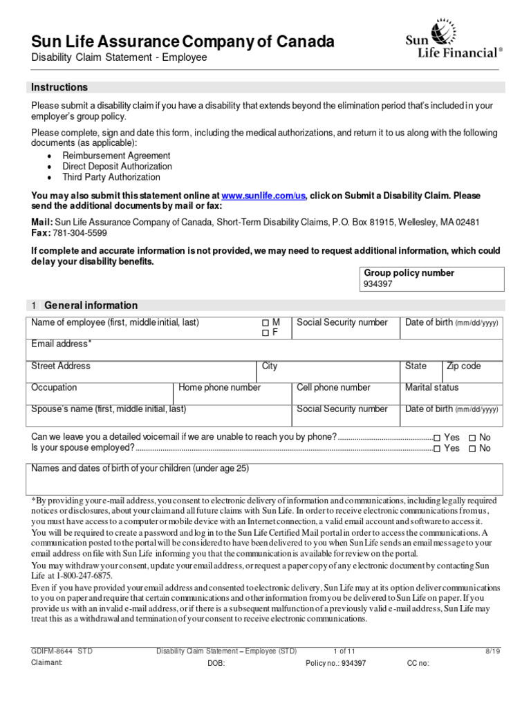 UAHSF STD Claim Form - Employee | PDF | Fraud | Insurance