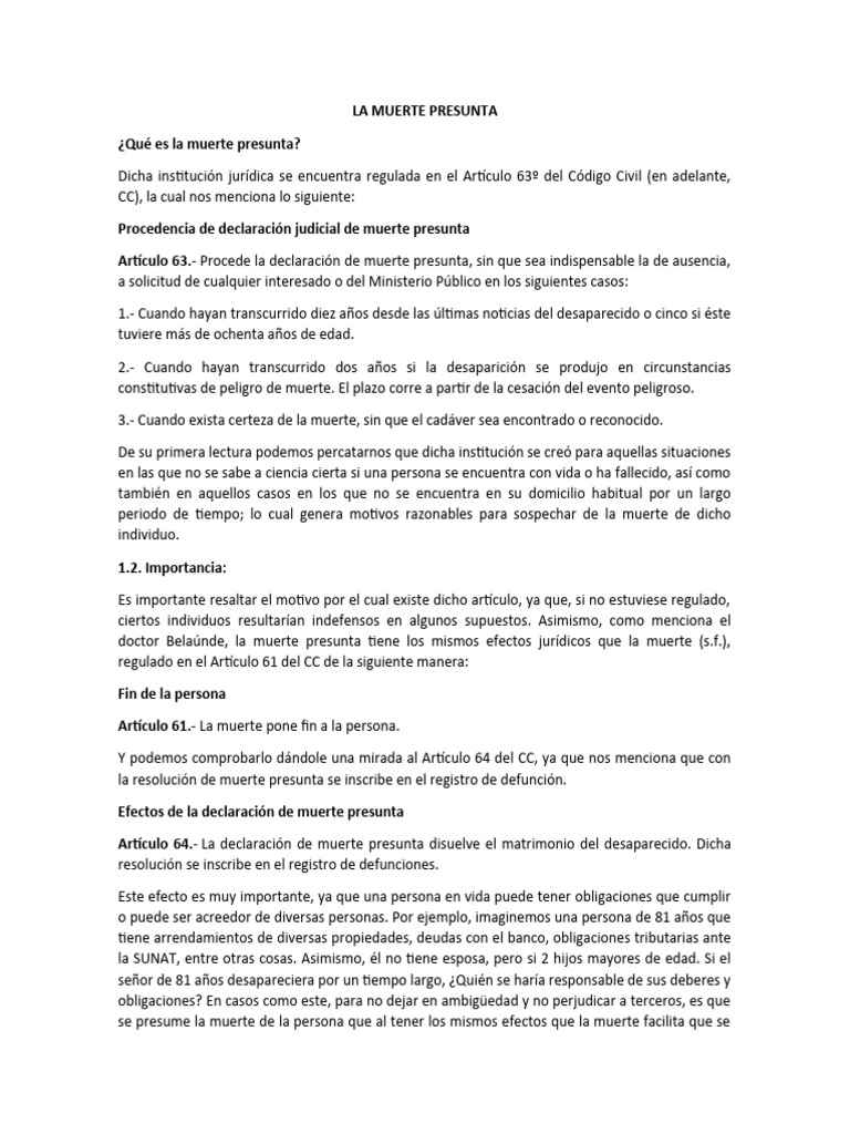 La Muerte Presunta | PDF | Herencia | Justicia