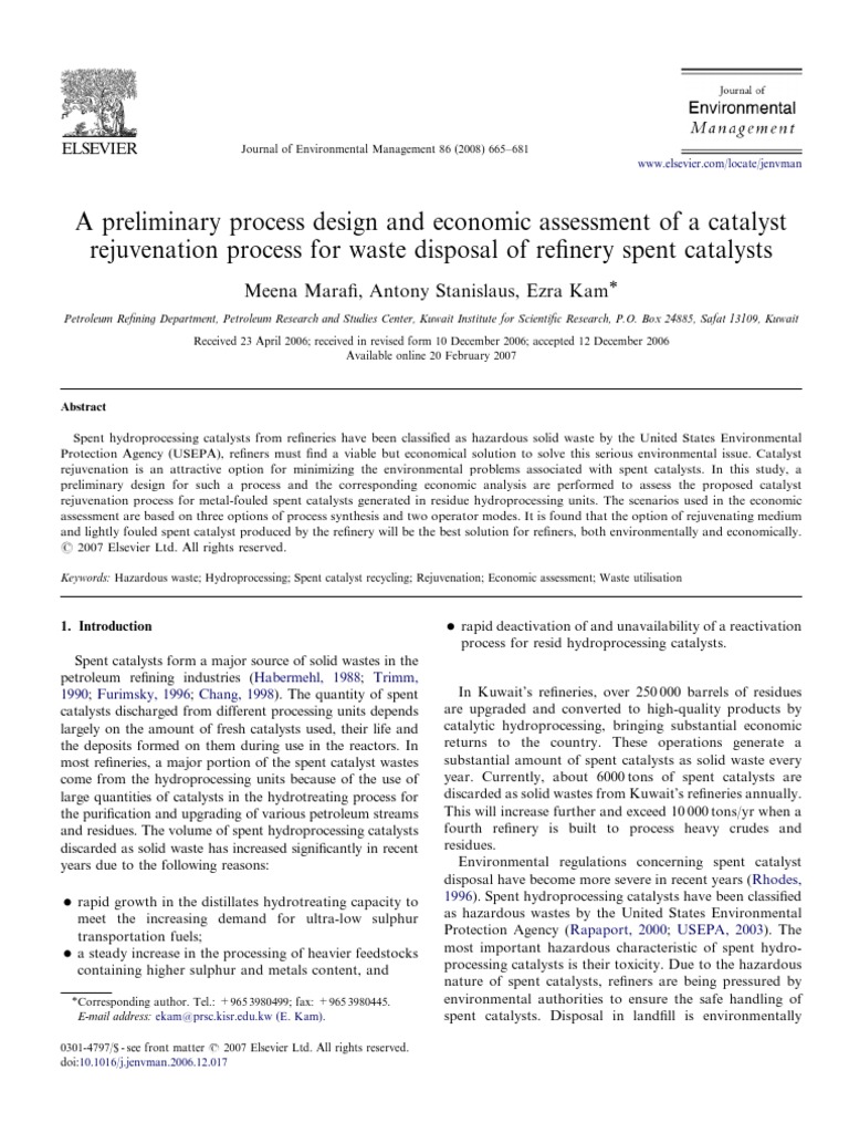 Marafi 2007 A Preliminary Process Design and Economic Assessment of A
