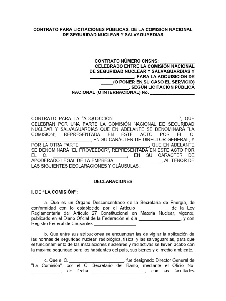 Contrato De Licitaci n CNSNS PDF Ley Com n Derecho Privado