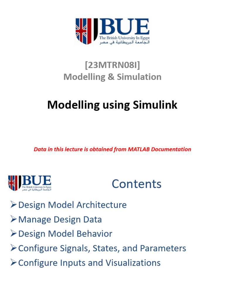 23MTRN08I Lec 8 - Modelling Using Simulink PDF | PDF | Mathematical ...