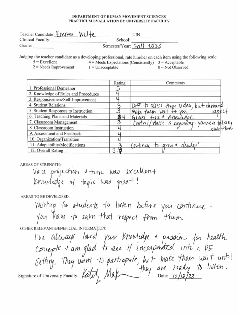 Welte Practicum Eval PDF