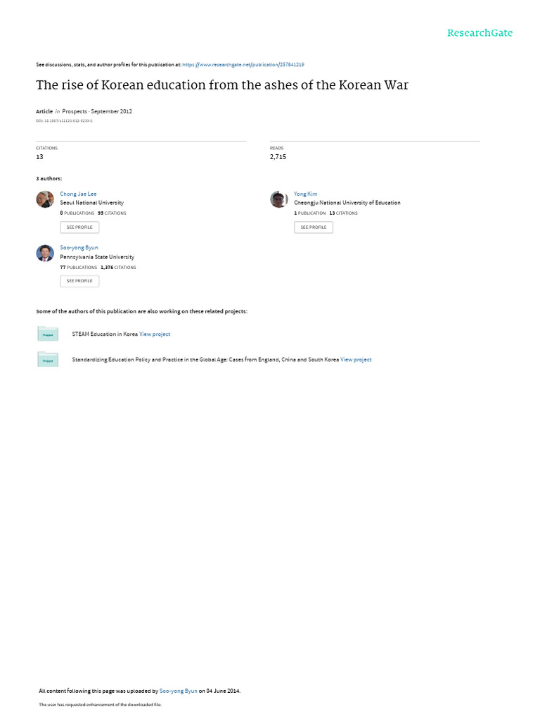 Lee, Kim y Byun The Rise of Korean Education | PDF | Programme For ...