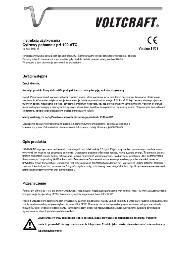 VOLTCRAFT PH-100 ATC PH-Messgerät – Präzise Messungen, Mit Automatischer Temperaturkompensation