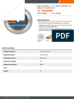 Disco Sierra 7-1/4" para Madera, 60 Dientes Centro 5/8": Características