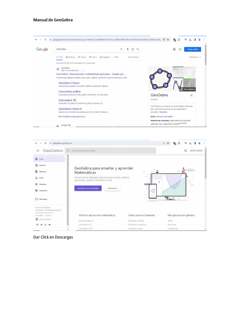 Manual de Descarga y Uso de GeoGebra | PDF | Métodos y materiales de ...