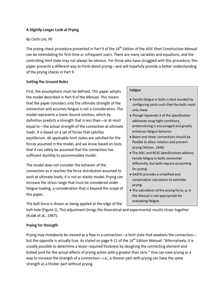 Understanding Prying in Steel Connections | PDF | Bending | Strength Of ...