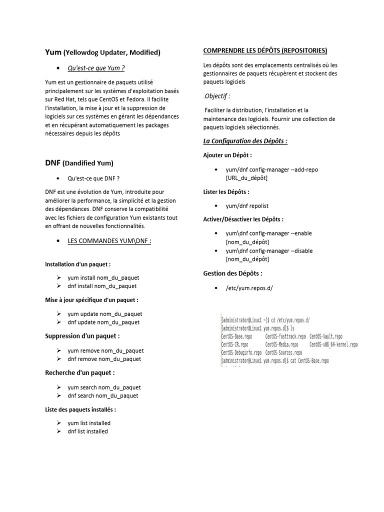 Gestion des paquets avec Yum et DNF | PDF | Logiciel système | Œuvre libre