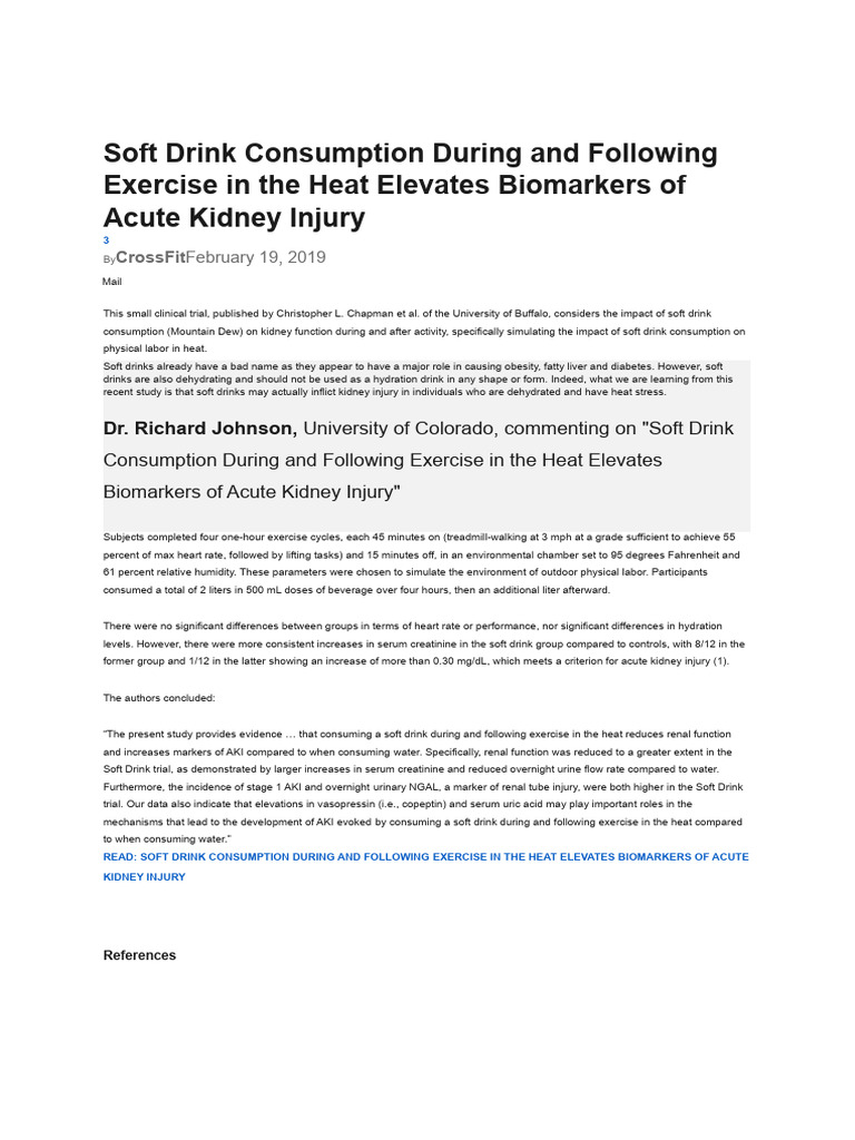 Soft Drink Consumption During and Following Exercise in The Heat