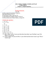 CH 4 Simple Equations Work Sheet