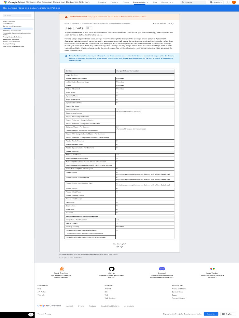 Use Limits - Google Maps Platform On Demand Rides and Deliveries ...