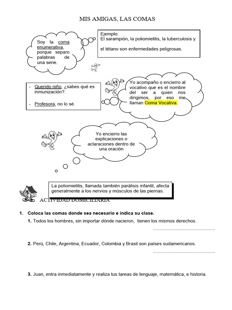 Uso de la Coma Enumerativa y Vocativa | PDF | Artes del Lenguaje y ...