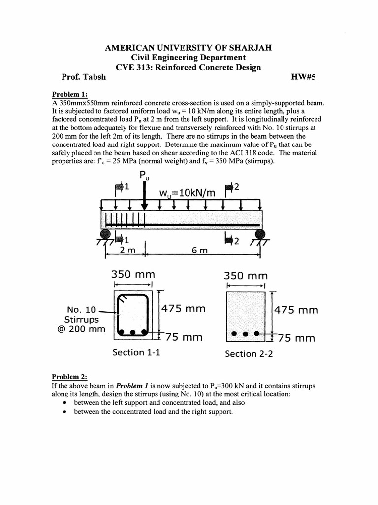 Hw5 Solution Pdf Reinforced Concrete Engineering