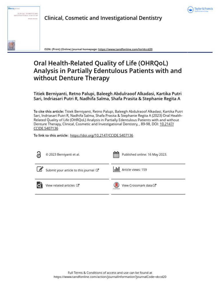 Oral Health Related Quality of Life OHRQoL Analysis in Partially ...