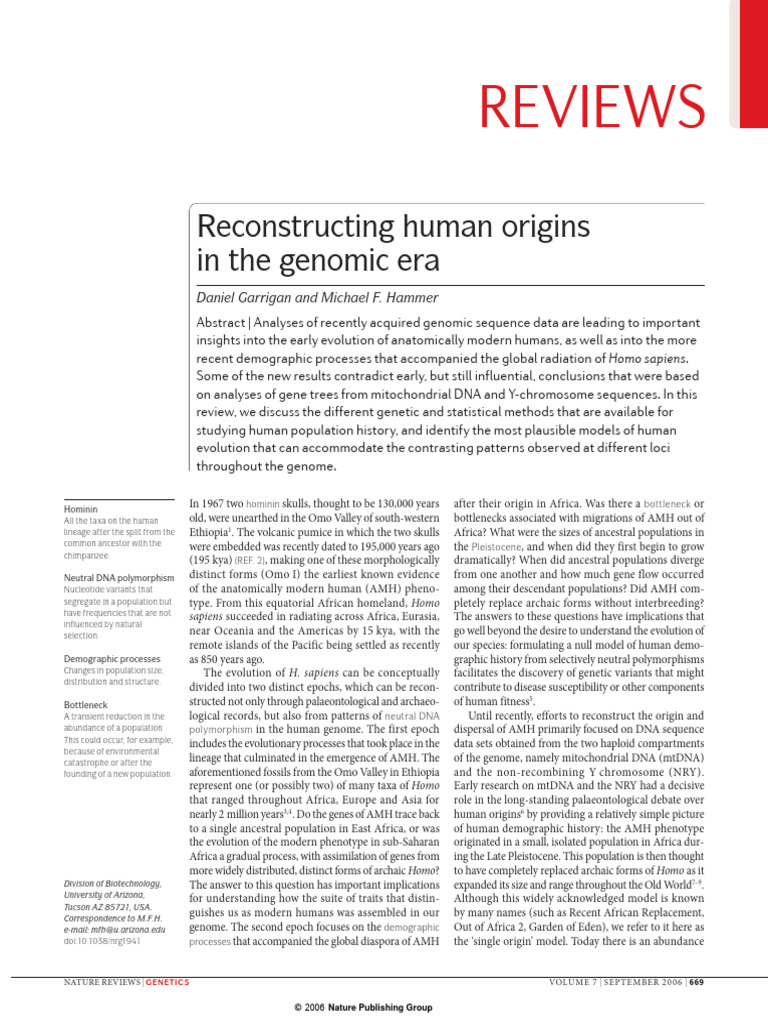 Reconstructing Human Origins | PDF | Evolution | Haplotype