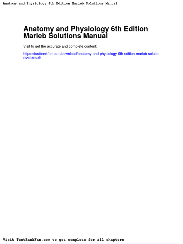 Anatomy and Physiology 6th Edition Marieb Solutions Manual PDF