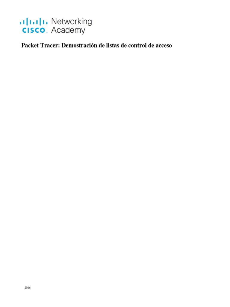 Demostración de ACL en Packet Tracer | PDF | ciberespacio ...