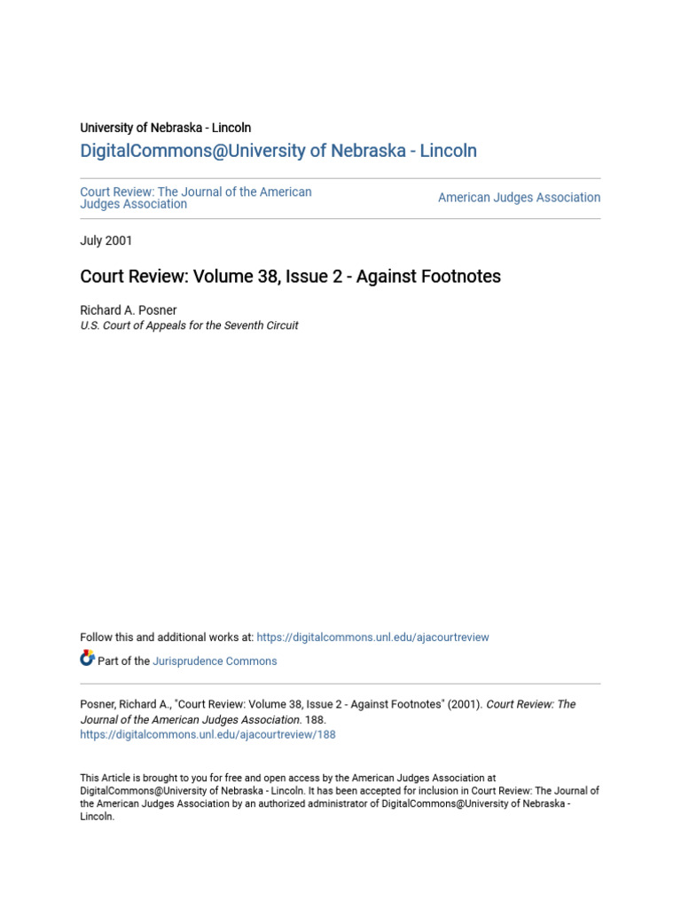 Richard Posner - Against Footnotes | PDF | Citation | Note (Typography)