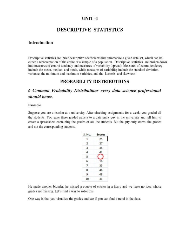 UNIT 1 Notes by ARUN JHAPATE | PDF | Probability Distribution | Normal ...