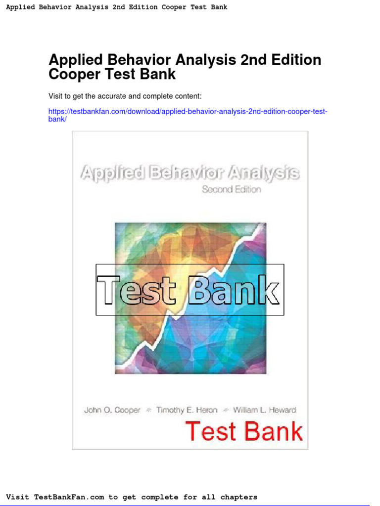 Applied Behavior Analysis 2nd Edition Cooper Test Bank PDF Science