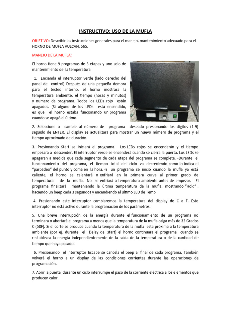 Instrucciones para Horno de Muffla Vulcan 565 | PDF | Diodo emisor de ...