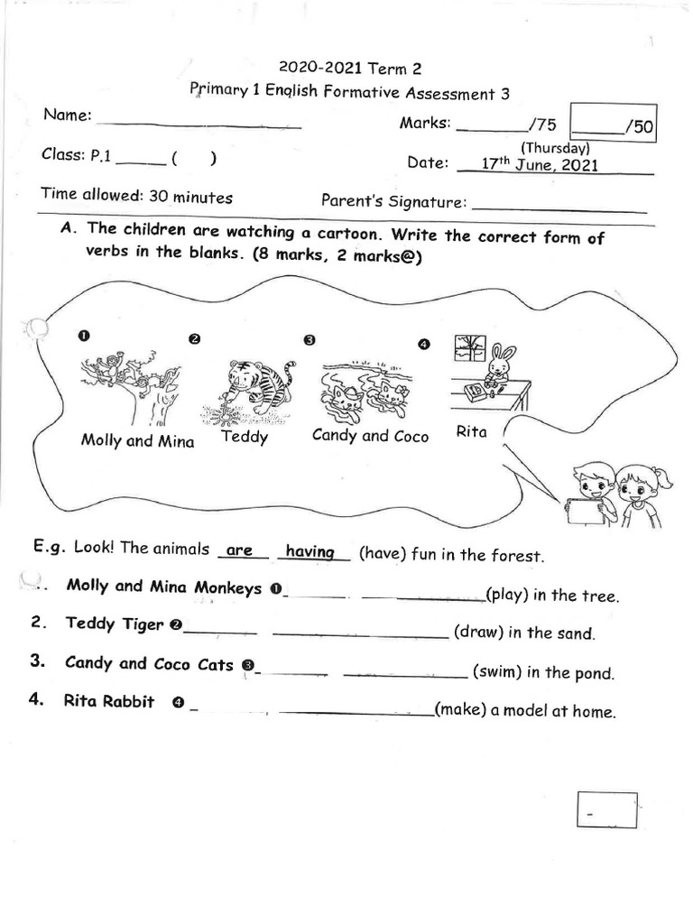 Primary 1 Formative Assessment Pdf
