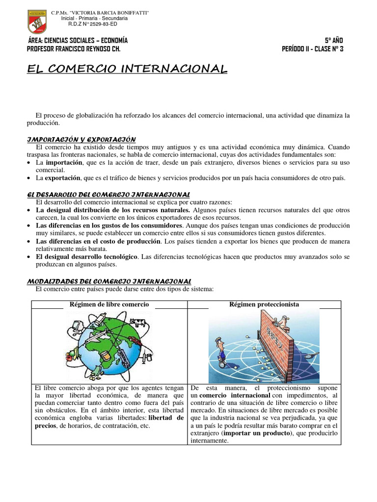 CCSS ECON 5° Clase N° 3 - El Comercio Internacional | PDF | Comercio ...